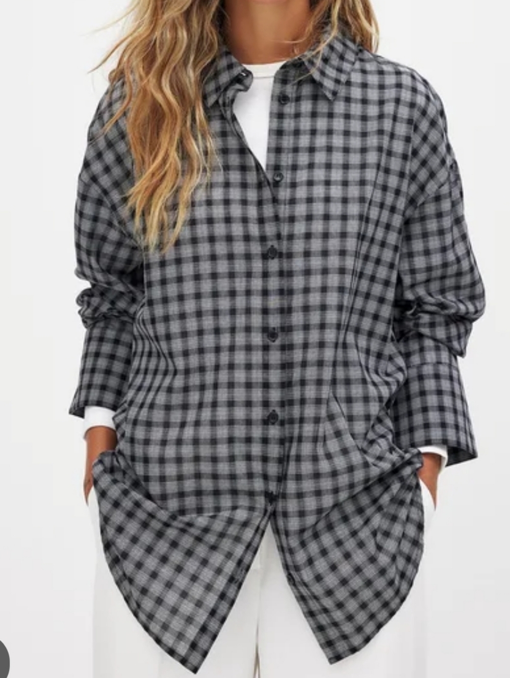 Habitat XL Plaid Button-Up Shirt in Lavender Grey Black